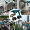 Акумулаторна водоструйка за почистване на автомобили с батерия, зарядно, куфар