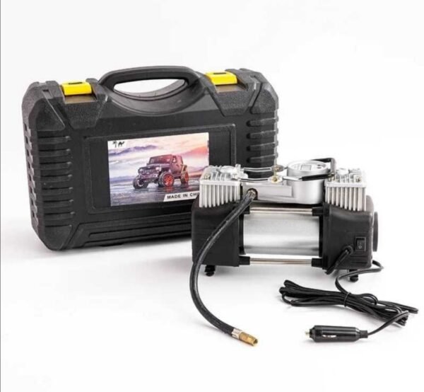 Двуцилиндров компресор за гуми с куфар с инструменти 12V