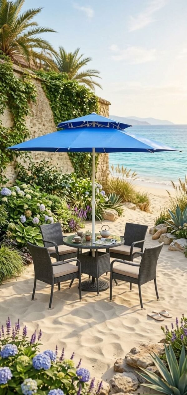 ча Плажен /Градински чадър с двоен таван против вятър