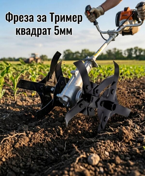Приставка за фреза за бензинова коса, Фреза за тример квадрат с прът ф26мм