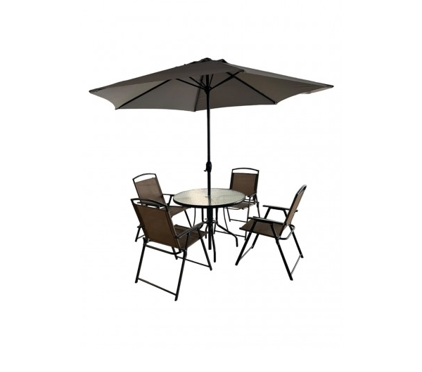 Градински комплект маса + 4 стола и чадър - T193 Арт.№: T193