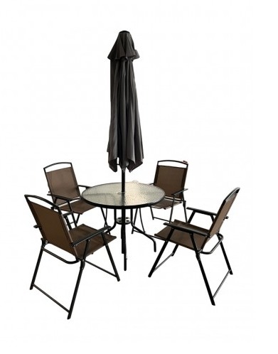 Градински комплект маса + 4 стола и чадър - T193 Арт.№: T193
