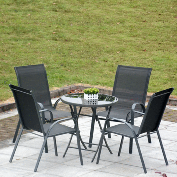 Градински комплект - маса с 4 стола от плат