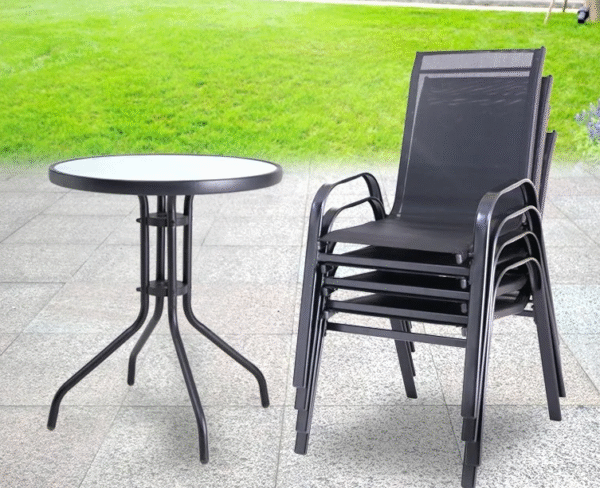 Градински комплект - маса с 4 стола от плат