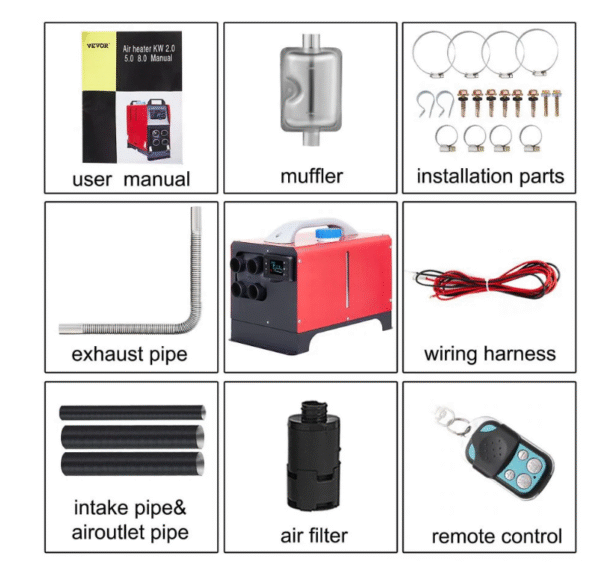 pec3 Дизелова суха печка с куфар и алуминиево ядро, 12V/24V 8KW Арт.№: T522