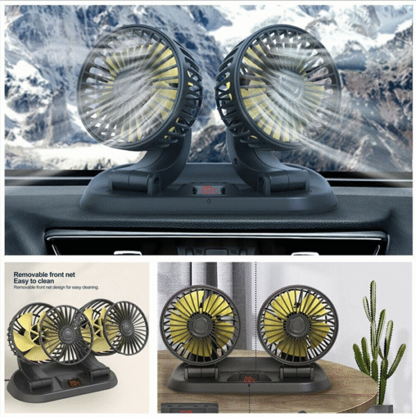 Вентилатор Двоен С Термометър 12-24V