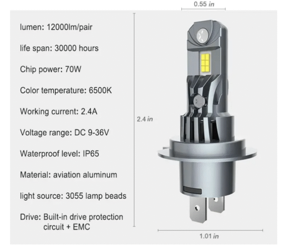 dk`3 Диодни крушки H7 200W с вграден вентилатор