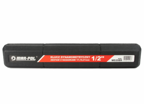 h Динамометричен ключ 1/2" 28–210 Nm+комплект вложки(17, 19, 21 мм)+удължител 125мм Mar-Pol