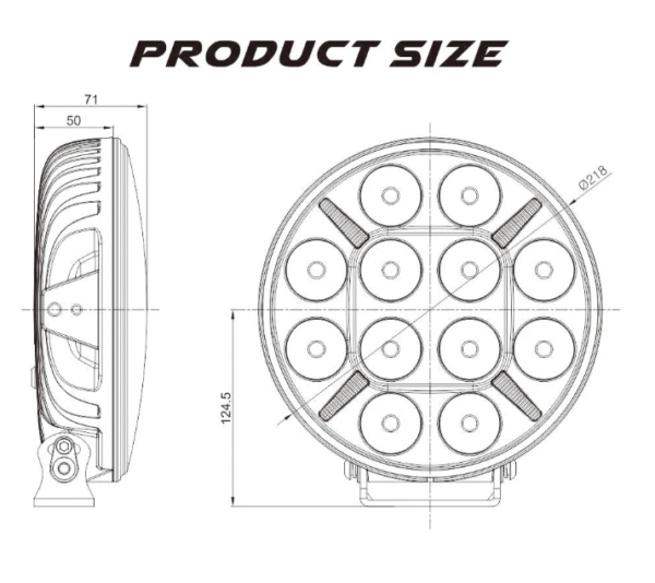 LED Халоген 9 инча Ø 218 мм / Работна лампа с дневна светлина 12 / 24V - NA550