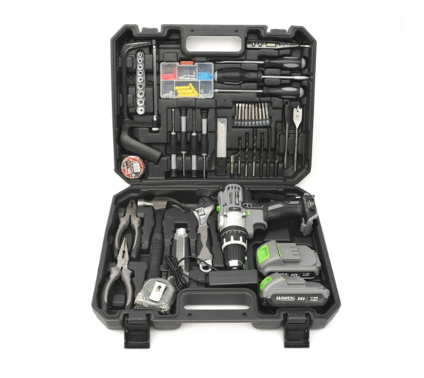 Винтоверт 24 V , 111 части , HW-3001 с 2 батерии