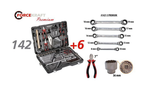 ki`2 КУФАР С ИНСТРУМЕНТИ ROCK FORCE PREMIUM (ГЕДОРЕ) 142 + 6 ЧАСТИ