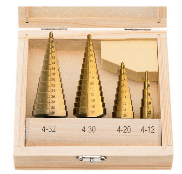 Комплект конусовидни свредла в дървена кутия Mar-Pol