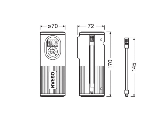 Компактен дигитален компресор за гуми Osram - TYREinflate, OTIR2000, 67W Арт.№: OTIR2000
