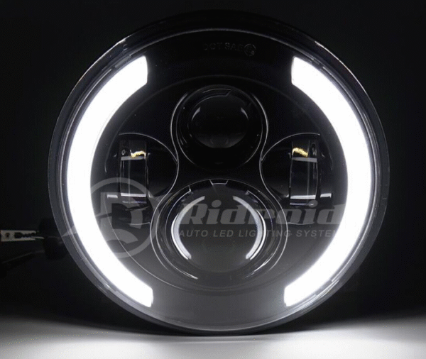 Комплект Кръгли LED фарове 7" 70W H4 букса, къси, дълги, дневни и мигач