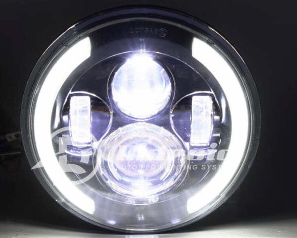 Комплект Кръгли LED фарове 7" 70W H4 букса, къси, дълги, дневни и мигач