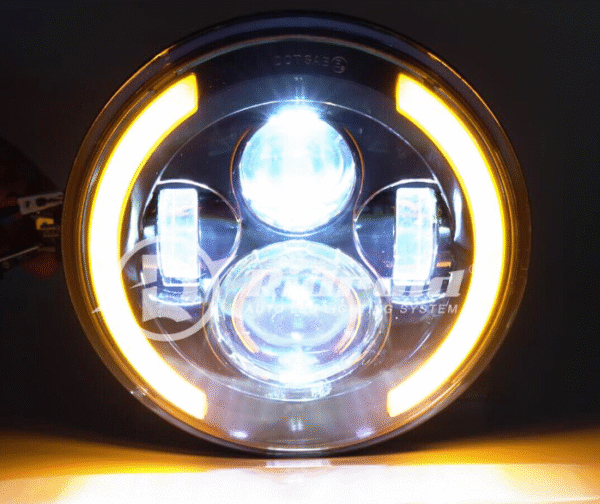 Комплект Кръгли LED фарове 7" 70W H4 букса, къси, дълги, дневни и мигач