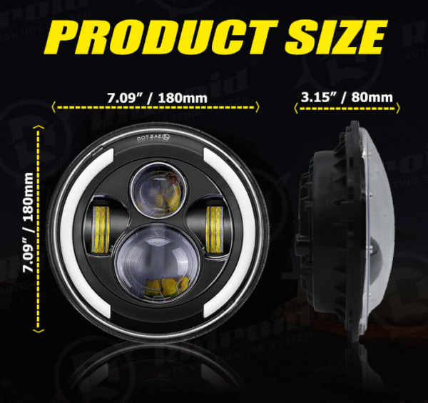 Комплект Кръгли LED фарове 7" 70W H4 букса, къси, дълги, дневни и мигач