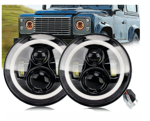 Комплект Кръгли LED фарове 7" 70W H4 букса, къси, дълги, дневни и мигач