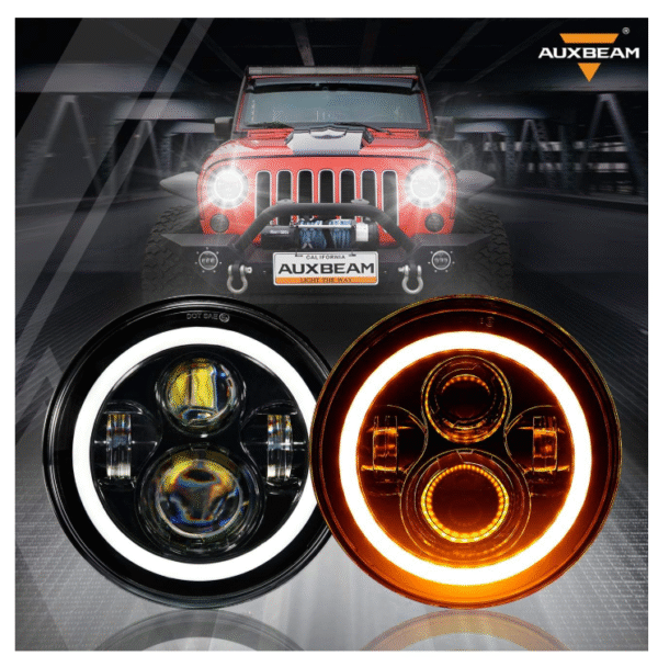 Комплект Кръгли LED фарове 7" 70W H4 букса, къси, дълги, дневни и мигач