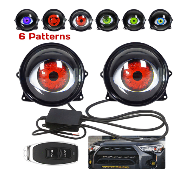 Комплект 3D LED фарове халогени дяволски очи Devil Eyes с лупи 3"инча 8см 12V Арт.№: T652