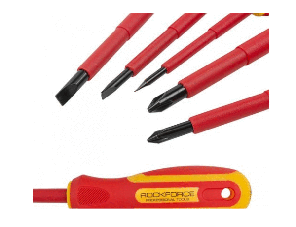 Комплект изолирани електричарски отвертки 5 части ROCKFORCE VDE