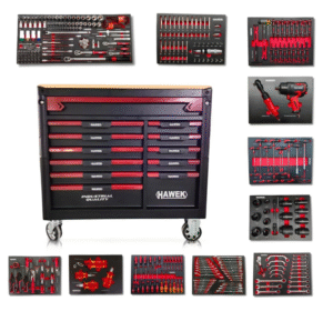 Професионален шкаф с инструменти HAWEK с 12 чекмеджета