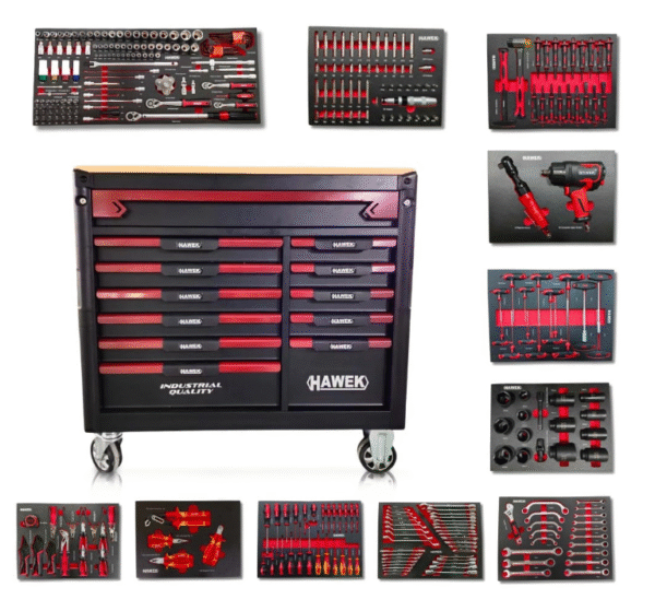 sh Професионален шкаф с инструменти HAWEK с 12 чекмеджета
