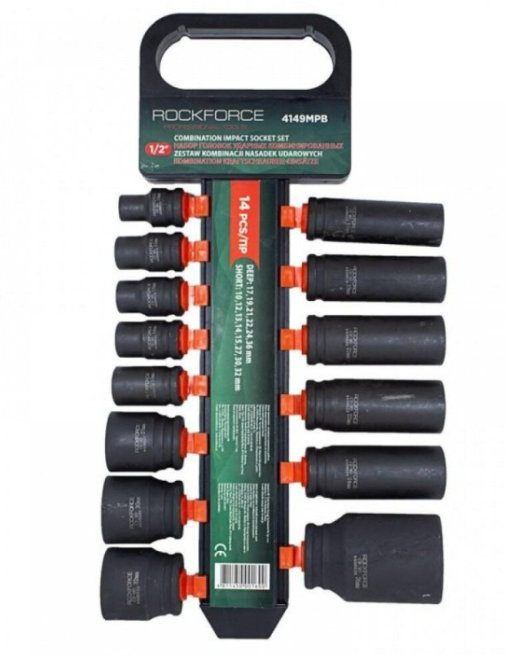 Вложки 1/2 ударни 14 части къси и дълги Rock Force