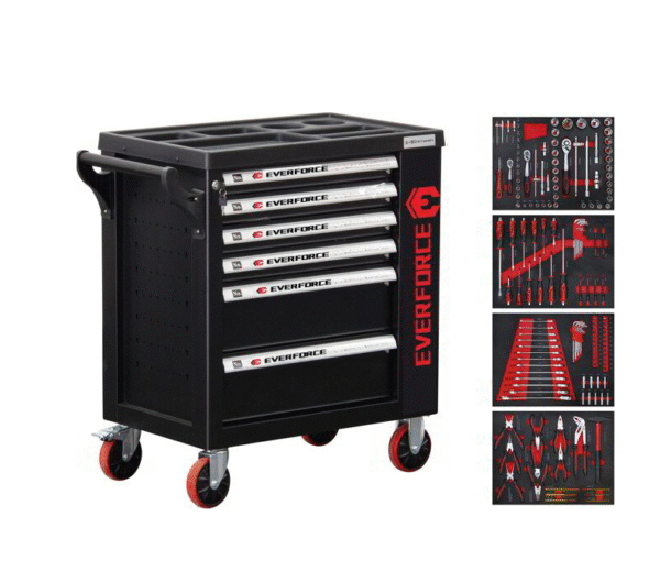 Шкаф количка с инструменти 6 чекчеджета – 4 пълни EverForce