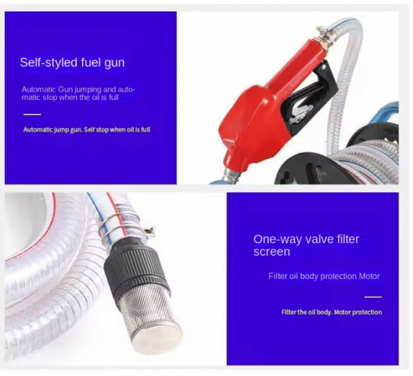 Електрическа помпа за гориво 380W – 24V 50 л/мин, с маркуч и пистолет