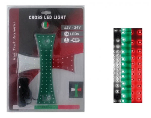 Диоден светещ кръст бяло-зелено-червено BG флаг - T671