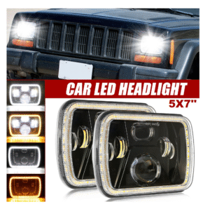 kp3 Комплект Правоъгълни LED фарове 5x7" H4 букса, 4 светлини