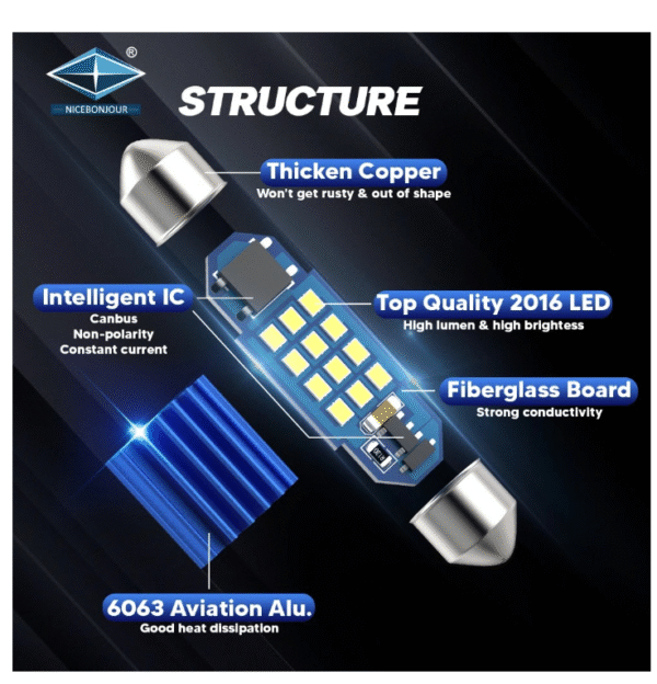 LED Крушки за плафон 41мм 12/24V G-TECH - T272