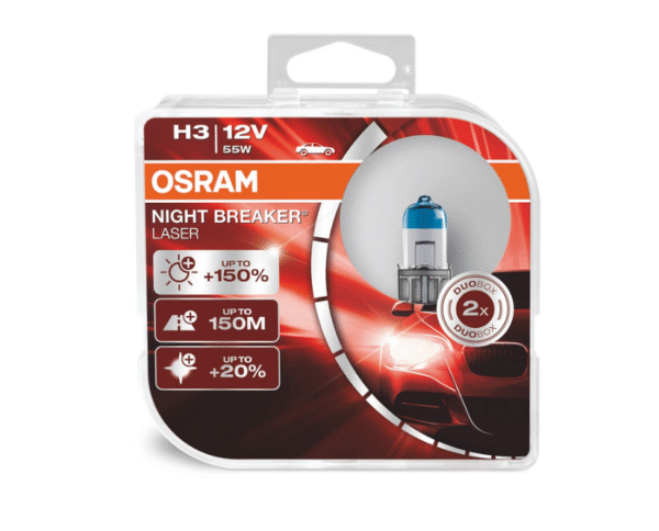 Osram халогенни крушки H3 Night Breaker Laser +150% 12V, 55W, PK22s, 1450lm