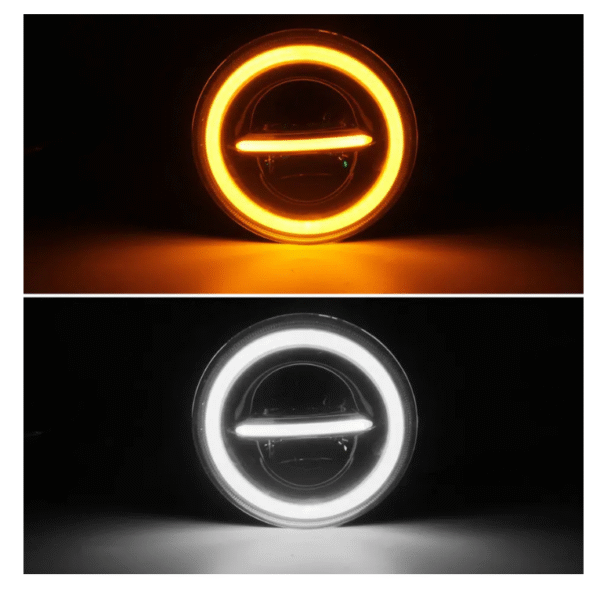 q`2 Комплект Кръгли LED фарове 7″ 70W H4 букса, къси, дълги, дневни и мигач