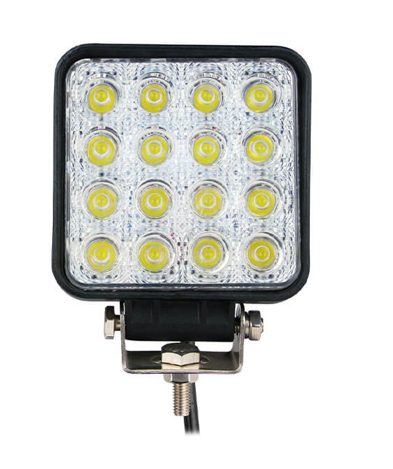 v2 LED Халоген M-tech Work Light тип кубче с 16 диода 10-30V, 48W, 6000K, 3600lm, 128x110x58mm