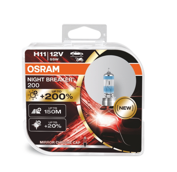 z Osram халогенни крушки H11 Night Brеaker 200 12V, 55W, PGJ19-2, 3600K, 1350lm