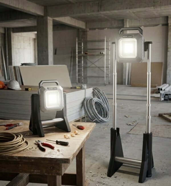 Мощна акумулаторна работна лампа - телескопична