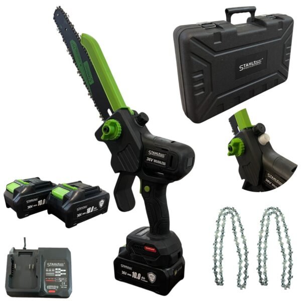 ст(7 АКУМУЛАТОРНА РЕЗАЧКА STAHLMAYER 36V 10AH С ДИСПЛЕЙ , ДВЕ БАТЕРИИ И 2 ВЕРИГИ – 30СМ ШИНА