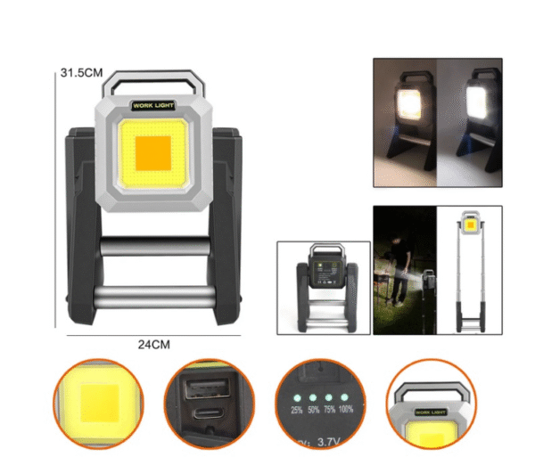Мощна акумулаторна работна лампа - телескопична
