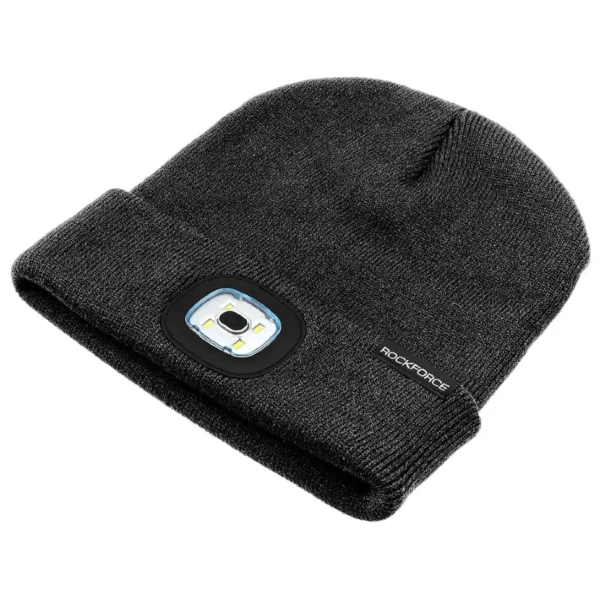Зимна шапка с вградено LED осветление с USB зареждане ROCKFORCE