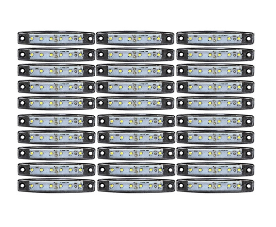 30 БРОЯ БЕЛИ ДИОДНИ ГАБАРИТИ 24 ВОЛТА