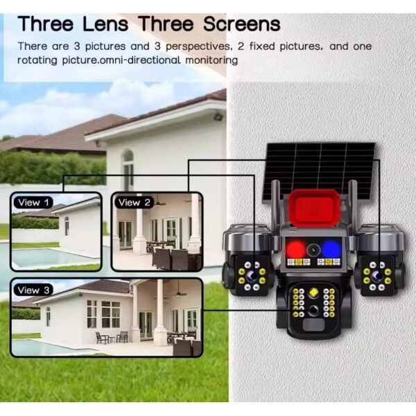 k1 Соларна охранителна камера Sunvision – 16 MP, 3 обектива, аларма , Wi-Fi , модел 28-80