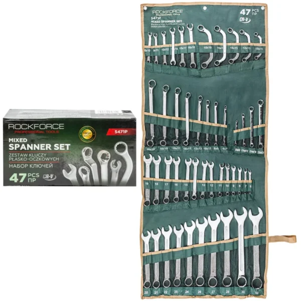 Професионален комплект комбинирани  ключове ROCKFORCE – 47 части
