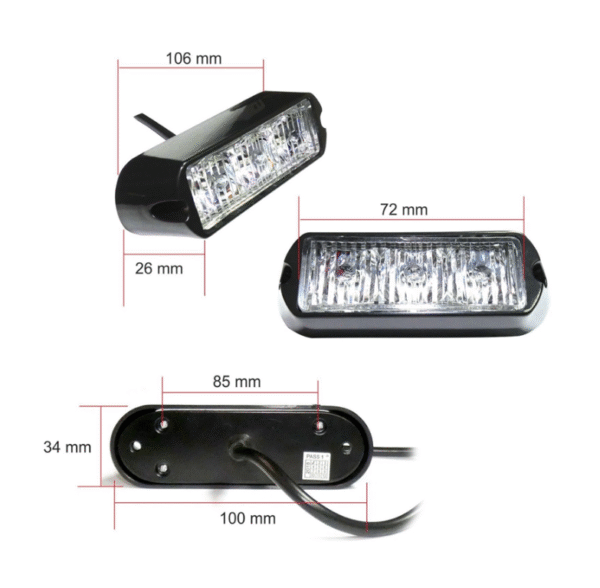3 LED АВАРИЙНА СВЕТЛИНА, БЛИЦ, ЖЪЛТА ДИОДНА СВЕТЛИНА 12