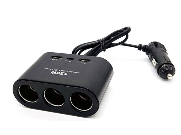 Разклонител за запалка 3-ка + 2 USB + C-Type