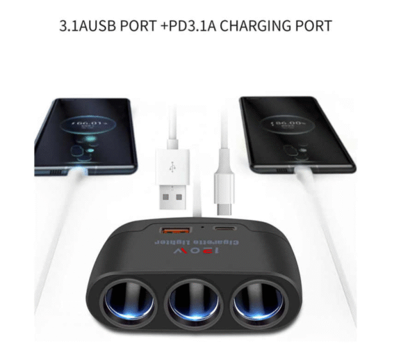 Разклонител за запалка 3в1 - 12/24V