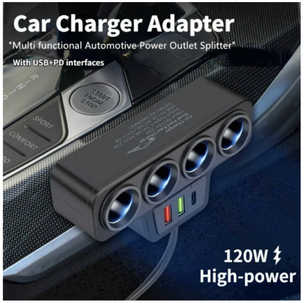 h2 Разклонител за запалка 3в1 с 4 Гнезда - 12/24V