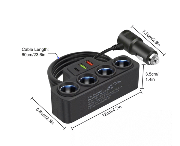 h3 Разклонител за запалка 3в1 с 4 Гнезда - 12/24V