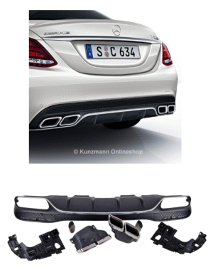 ДИФУЗЬОР С НАКРАЙНИЦИ ХРОМ AMG OPTIK C63 ЗА MERCEDES C-CLASS W205 / S205